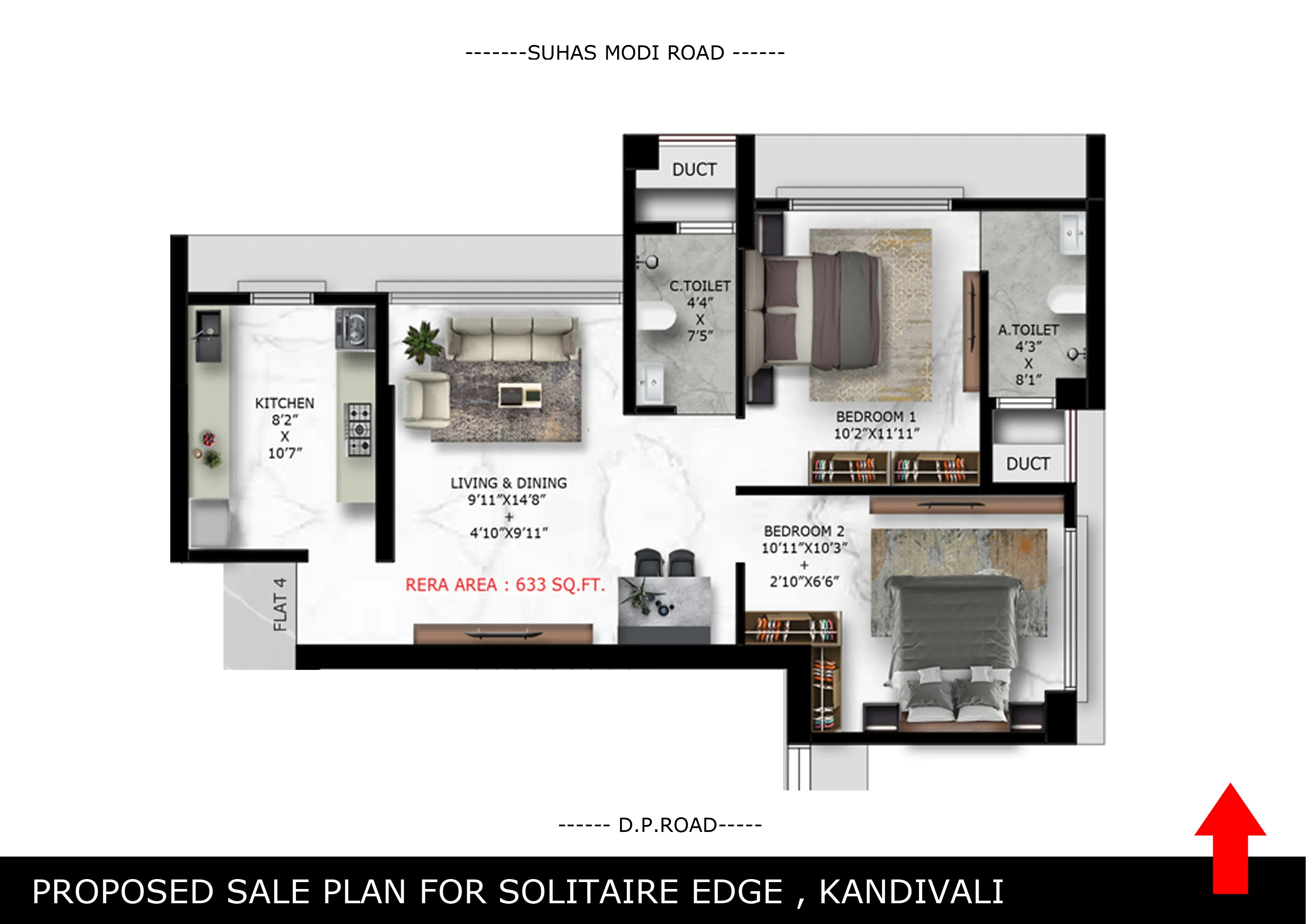 2BHK - 633 Sq.Ft.